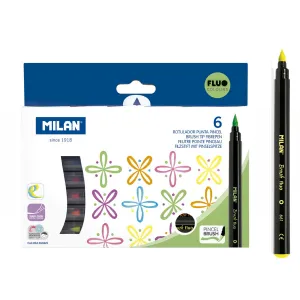 Milan Brush Fluo štětcový popisovač 6 barev (0612606FL)
