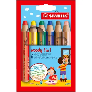 Akvarelové tužky Stabilo Woody 6 barev.