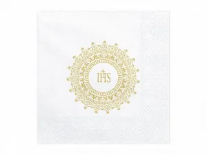 Ubrousky Partydeco Communion IHS - zlaté 330 mm x 330 mm (SP33-63-019)