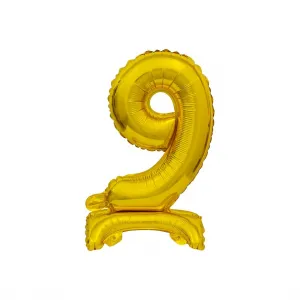 Fóliový balónek Godan s číslem 9, stojící, 38 cm, zlatý (BC-AZT9)