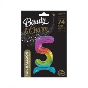 Godan Beauty&Charm gumový balónek stojící číslo rainbow 30cal (BC-AST5)