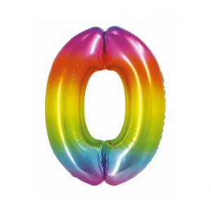 Fóliový balónek Godan Smart number 0 rainbow 76cm (CH-STC0)