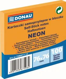Donau Neonově oranžové samolepicí bločky 100k 76mm x 76mm (7586011-12)