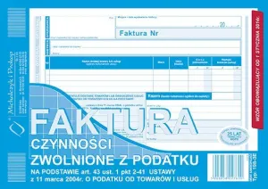 Ofsetový tisk Michalczyk i Prokop Faktura na činnosti osvobozené od daně A5 80k. (198-3E)