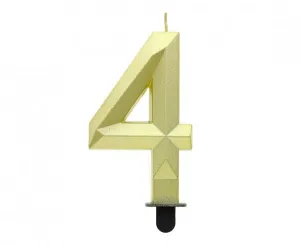 Narozeninová svíčka Godan číslo 4 - Diamant, zlatá metalíza, 7,6 cm (PF-SDZ4)