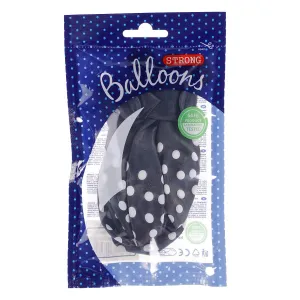 Partydeco gumový balónek černý s bílými tečkami 30 cm/6 kusů černý 300 mm (SB14P-223-010W-6)
