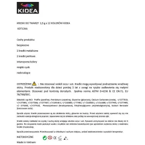 Kidea Kidea barva na obličej 12 barev. (KDT12KA)