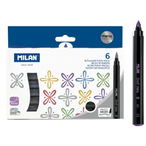 Milan Brush Metalický štětcový popisovač 6 barev (0612606MET)