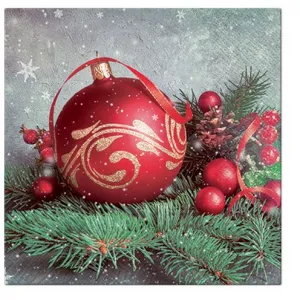 Ubrousky Paw Lunch BN Bauble on Twig - červené 330 mm x 330 mm (SDL016900)