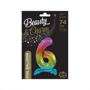 Godan Beauty&Charm gumový balónek stojící číslo rainbow 30cal (BC-AST6)