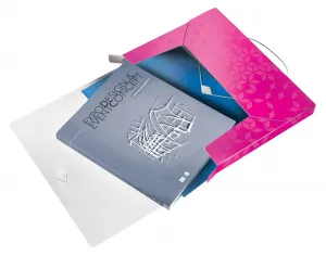 Plastový pořadač Leitz WOW A4 s gumou barva: růžová (46290023)