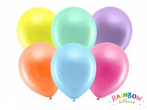 Partydeco Duhový kovový gumový balónek, mix (RB30M-000)