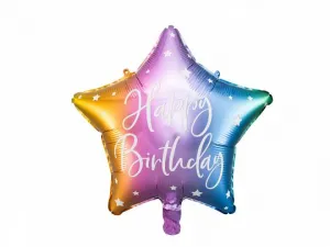 Fóliový balónek Partydeco Happy Birthday, 40 cm, teal 15,5