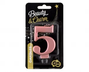 Godan Narozeninová svíčka č. 5 růžová a zlatá 8 cm (PF-SCRZ5)
