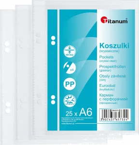 Pouzdra na dokumenty Titanum A6 crystal 25 ks typ U 40um
