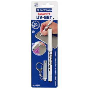 Centropen UV-pero specializovaný popisovač + lampa, bílý 0,6-1,0 mm kulatý hrot (2699)