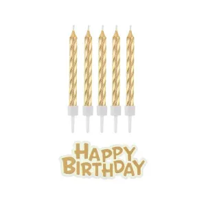Svíčka Godan Happy Birthday, zlatá, 16 ks. (SF-HBZL)