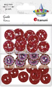 Titanum Craft-Fun Series plastové kulaté knoflíky 15mm červené 30 ks (191086)
