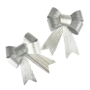 Arpex lesklá pruhovaná stříbrná mašle 2ks, 16cm (BN5519SRE-0660)