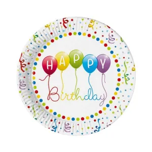 Godan Happy Birthday Streamers jednorázový talíř nové generace o průměru 230 mm 8 ks (93426)