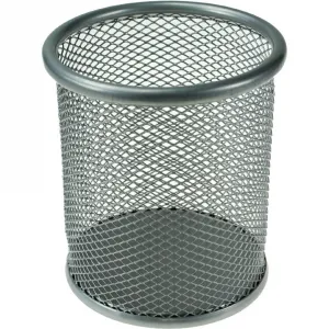 Titanový kovový zásobník na pera výška 10 cm, průměr 9 cm stříbrný (M-501S)