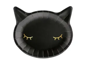 Partydeco jednorázový talíř Halloween kočka černý 1op/6ks průměr 220mm 6 ks (TPP60)
