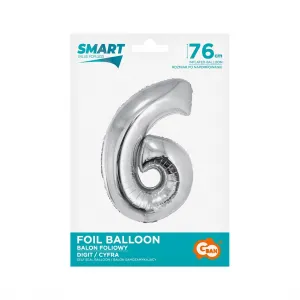 Stříbrný balónek Godan Smart číslo 6 76 cm (CH-SSR6)