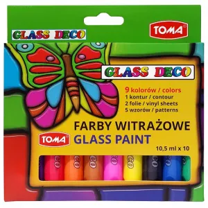 Toma barva na sklo: mix 10,5 ml 9 barev. (TO-750 0 2)