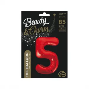 Fóliový balónek Godan číslo 5 červený 85cm (BCHCW5)