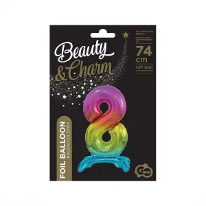 Godan Beauty&Charm gumový balónek stojící číslo duhové barvy 750mm 30cal (BC-AST8)