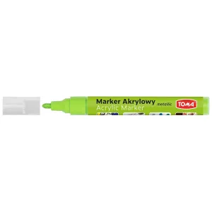 Akrylový speciální popisovač Tom's light metallic green, metalicky zelený 2,5mm kulatý hrot (TO-402)