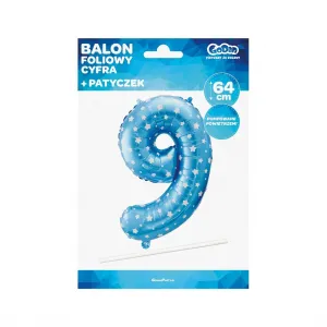 Godan modrý fóliový balónek s číslem 9 26 palců 26 palců (hs-c26n9)