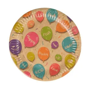 Jednorázové papírové talíře Arpex Kraft ballons o průměru 180 mm 12 ks (DC9656F)