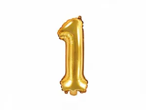 Fóliový balónek Partydeco číslo 1 zlatý 14cal (FB10M-1-019)