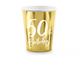 Jednorázový kelímek Partydeco k 50. narozeninám, zlatý 220 ml (KPP73-50-019M-EU1)