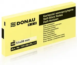 Donau Eco samolepicí bločky žluté 100k 38mm x 51mm (7591001PL-11)