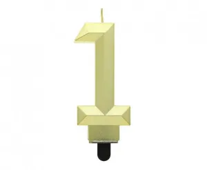 Narozeninová svíčka Godan číslo 1 - Diamant, zlatá metalíza, 7,6 cm (PF-SDZ1)