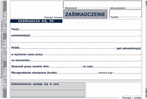 Self-copy print Michalczyk i Prokop Zaświadczenie o zatrudnieniu A6 80k. (502-5)