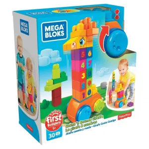 Plastové kostky Mega Bloks Žirafa počítej a jezdi (GFG19)