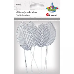 Látkový ornament Titanum Craft-Fun Series Stříbrné listy na drátku (SY-007)