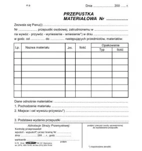 Vlastní tisk Stolgraf průkaz materiálu 3/4 A5 100k. (K78)