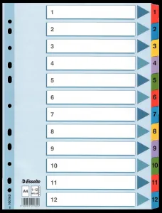 Esselte Mylar kartonový blok s čísly A4 mix barev 160g 12k 1-12 (100162)